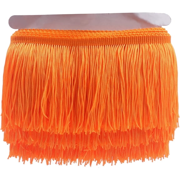 YYCRAFT 10 Yards 4 Inch Wide Tassel Curtain Fringe Trim by The Yard for DIY Sewing Crafts Clothing Curtains Decoration-Orange