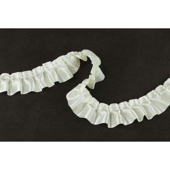 YYCRAFT 11 Yards Satin Ruffle Trim Fabric Trims and Embellishments by The Yard, 1.5 Inch Ivory