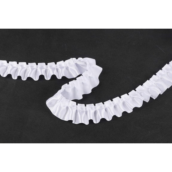 YYCRAFT 11 Yards Satin Ruffle Trim Fabric Trims and Embellishments by The Yard, 1.5 Inch White