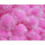 YYCRAFT 15pcs Jumbo Glitter Tinsel Pom Poms Sparkle Balls for DIY Craft,Cat Toys-Pink2"