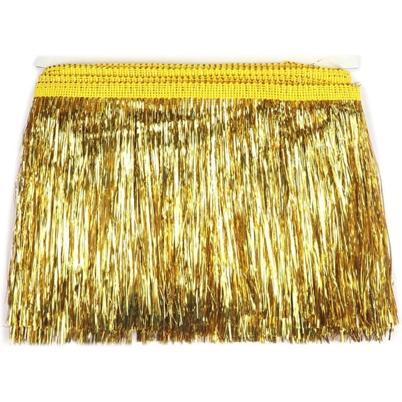 YYCRAFT 6" Wide Tinsel Fringe Tinsel Trim Tinsel Garland Dance Costume Fringe Trimming Shiny Foil Effect Party Decor(10 Yards,Gold)