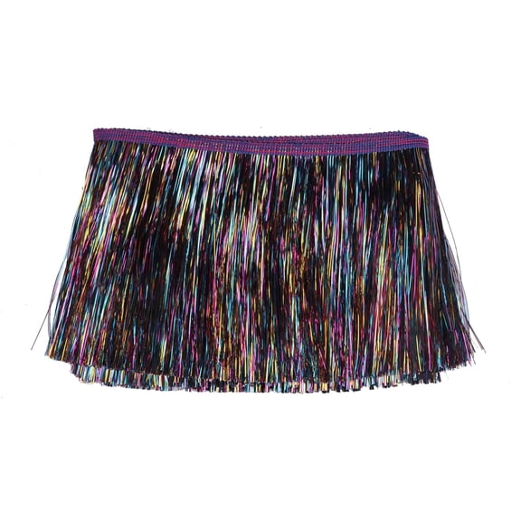 YYCRAFT 6" Wide Tinsel Fringe Tinsel Trim Tinsel Garland Dance Costume Fringe Trimming Shiny Foil Effect Party Decor(10 Yards,Rainbow Black)