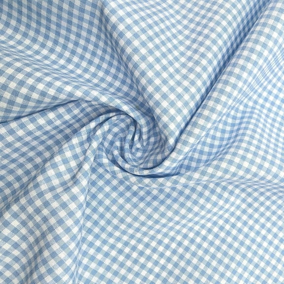 YYCRAFT Gingham Fabric by The Yard 60" Wide Poly Cotton Blend, for Sewing, Quilting, Crafts, Tablecloths, Clothing(2 Yards,Baby Blue)