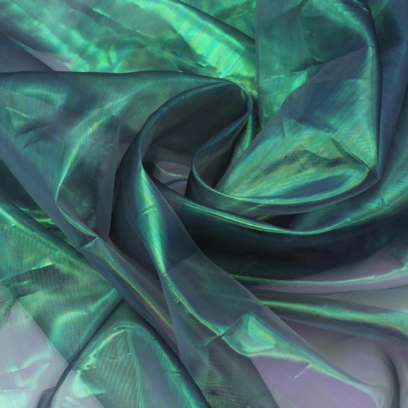 YYCRAFT Two Tone Sheer Organza Fabric by The Yard for Curtain Weddings Decor 2 Yards, Iridescent Black