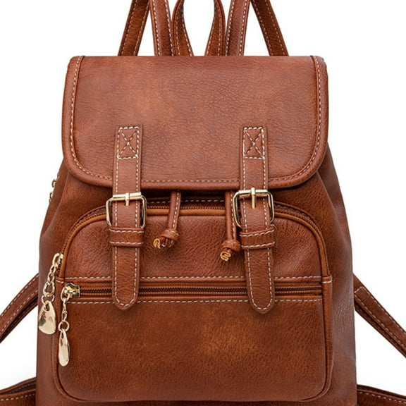YYDD.Fashion retro backpack PU large capacity backpack.brown