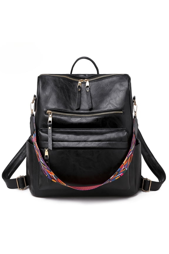 -Women's Fashion Retro Large Capacity PU Backpack-