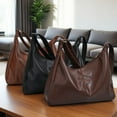 thumbnail image 1 of YYDD.Women's fashionable handbags - vintage PU trendy soft leather shoulder bags, large-capacity tote bags, women's crossbody bags brown, 1 of 9