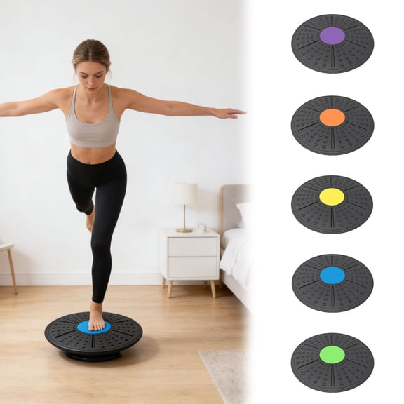 YYDENG 36cm 360 Degree Rotating Wobble Balance Board Non Slip Massage Surface Portable Core Trainer Stability Disc For Home Gym Yoga Physical Therapy Coordination Muscle Strength Training