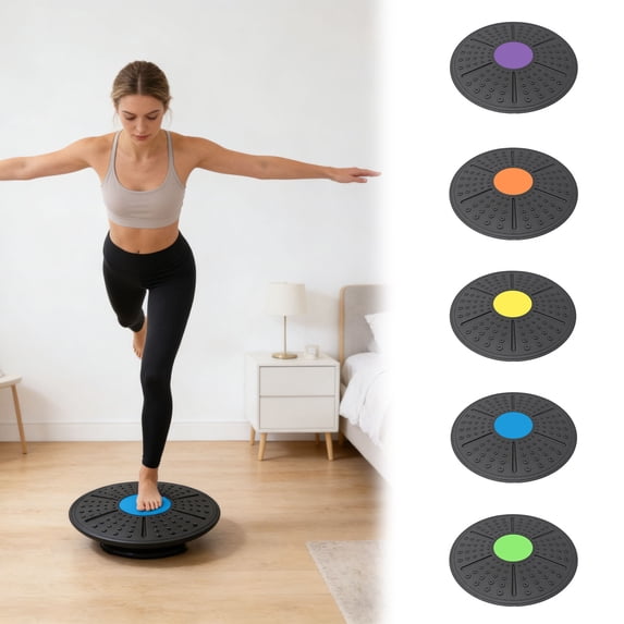 YYDENG 36cm 360 Degree Rotating Wobble Balance Board Non Slip Massage Surface Portable Core Trainer Stability Disc For Home Gym Yoga Physical Therapy Coordination Muscle Strength Training