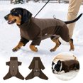 thumbnail image 1 of YYDENG Color‑Block 4‑Legged Pet Hooded Jumpsuit, Warm Adjustable Dog Winter Coat with Leash Hole, Indoor Outdoor Cold‑Weather Dog Apparel, 1 of 6