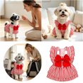 thumbnail image 1 of YYDENG Cute Bow Striped Dog Cat Dress, Built‑in Leash Hook Design, Light Polyester Spring Summer Daily Outfit for Small Pets XS‑XL Sizes, 1 of 5