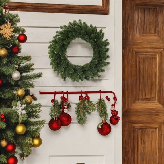 YYDENG Durable Pine Needle Wreath for Front Door Window Holiday Greenery 18in