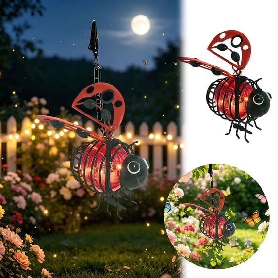 YYDENG Garden Decor Solar Hanging Bee Lamp Weatherproof LED for Garden Backyard Balcony A