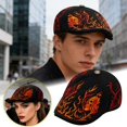 thumbnail image 1 of YYDENG Gothic Embroidered Newsboy Cap Flat Brim Beret Hat Soft Polyester Unisex Ivy Cap Vintage Retro Flat Cap For Daily Streetwear Party Holiday Casual Wear, 1 of 6