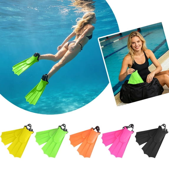 YYDENG Portable EVA Kids Snorkel Fins Open Heel Adjustable Strap Comfort Fit Youth Flippers For Children Beginner Kick Technique Swimming Training Gear