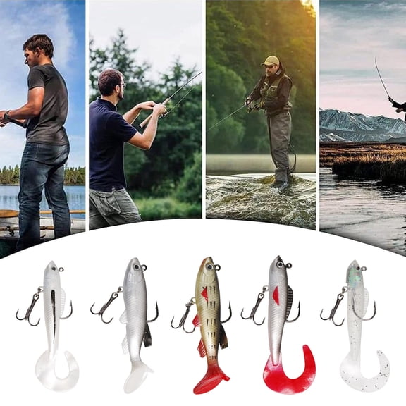 YYDENG Pre Rigged Soft Plastic Swimbaits Lifelike Silicone Fishing Lures Built In Treble Hooks Weighted Jig Heads Sinking Swim Tail Baits For Freshwater Saltwater Trout Walleye Bass Angling