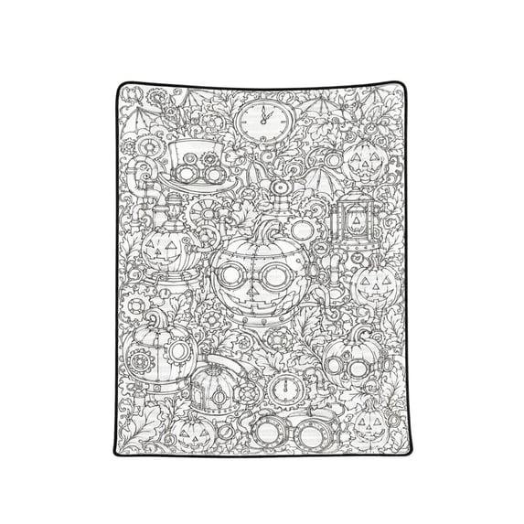 YYDENG Pumpkin Themed Halloween DIY Coloring Blanket, Interactive Hand‑Painting Art Throw Blanket Reusable Polyester Blanket for Family Holiday Craft & Home Interior Decor 70×100/150×130/150×200cm
