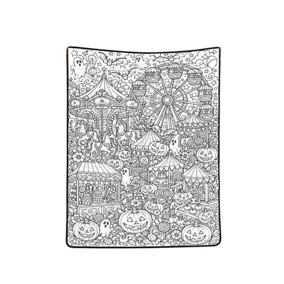 YYDENG Pumpkin Themed Halloween DIY Coloring Blanket, Interactive Hand‑Painting Art Throw Blanket Reusable Polyester Blanket for Family Holiday Craft & Home Interior Decor 70×100/150×130/150×200cm