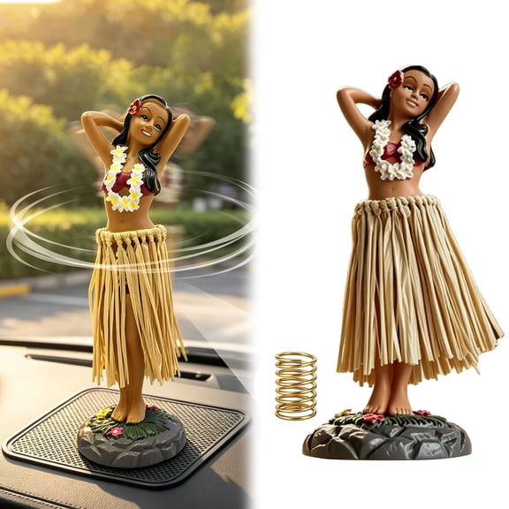 YYDENG Resin Hula Dancer Figurine with Spring Swaying Desk Ornament