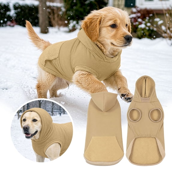 YYDENG Soft Polyester Dog Hooded Sweater, Warm Leg‑Less Pullover Knit Coat, Cold‑Weather Outfit Indoor Outdoor Cold‑Weather Apparel for Medium and Large Size Dogs