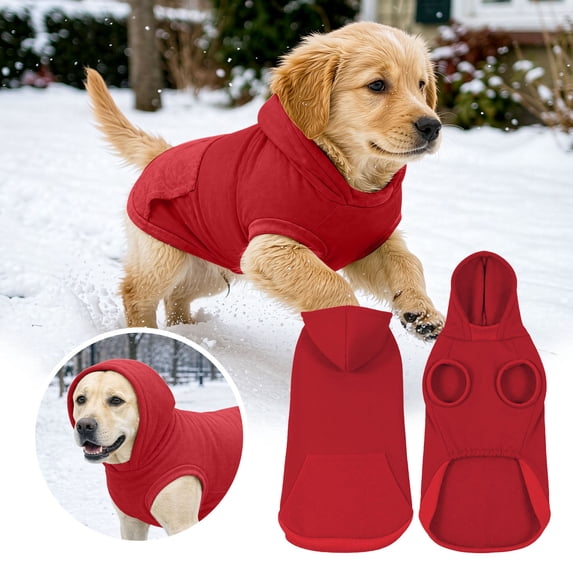 YYDENG Soft Polyester Dog Hooded Sweater, Warm Leg‑Less Pullover Knit Coat, Cold‑Weather Outfit Indoor Outdoor Cold‑Weather Apparel for Medium and Large Size Dogs
