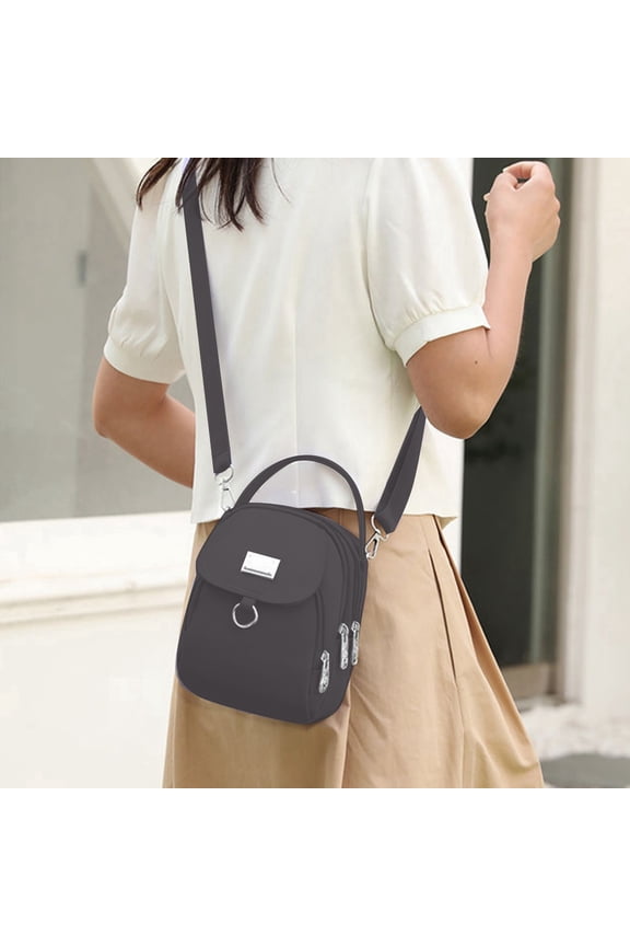Waterproof Nylon Women Mini Crossbody Purse Multiple Storage Pockets Smooth Metal Zipper Headphone Port Removable Strap Compact Handbag For Casual Daily Outdoor Use Shopping Travel Work