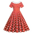 thumbnail image 1 of YYDGH 1950s Retro Rockabilly Dress for Women Crew Neck Vintage Elegant Cocktail Party Dress Short Sleeve Polka Dot A-Line Swing Tea Dresses Red L, 1 of 6