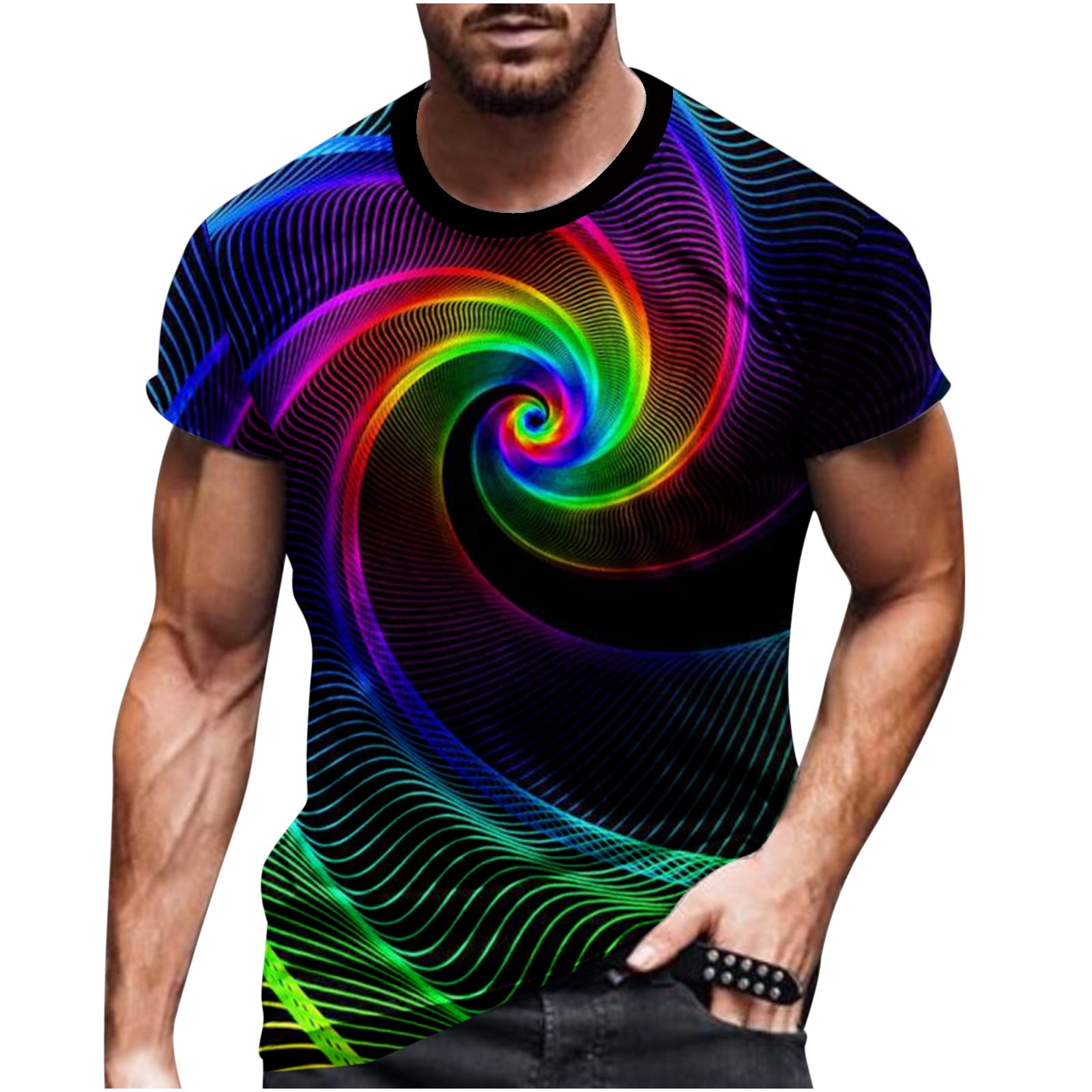 YYDGH 3D Shirts Print T Shirt for Mens Printed Tshirt Graphic Tees Short  Sleeve Crewneck T-Shirts with Designs Streetwear(2#Multicolor,5XL)