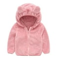 thumbnail image 1 of YYDGH Baby Girls Bear Ears Sherpa Fleece Long Sleeve Jacket Little Boys Girls Hooded Zipper Sweatshirt Outwear Coat Tops(Pink,12-18 Months), 1 of 6