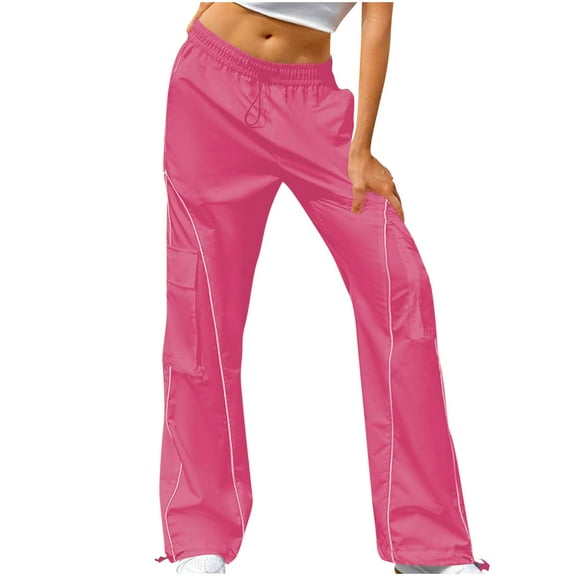 YYDGH Baggy Cargo Pants for Women Y2K Baggy Wide Leg Parachute Pants with Pockets TrendyTrousers