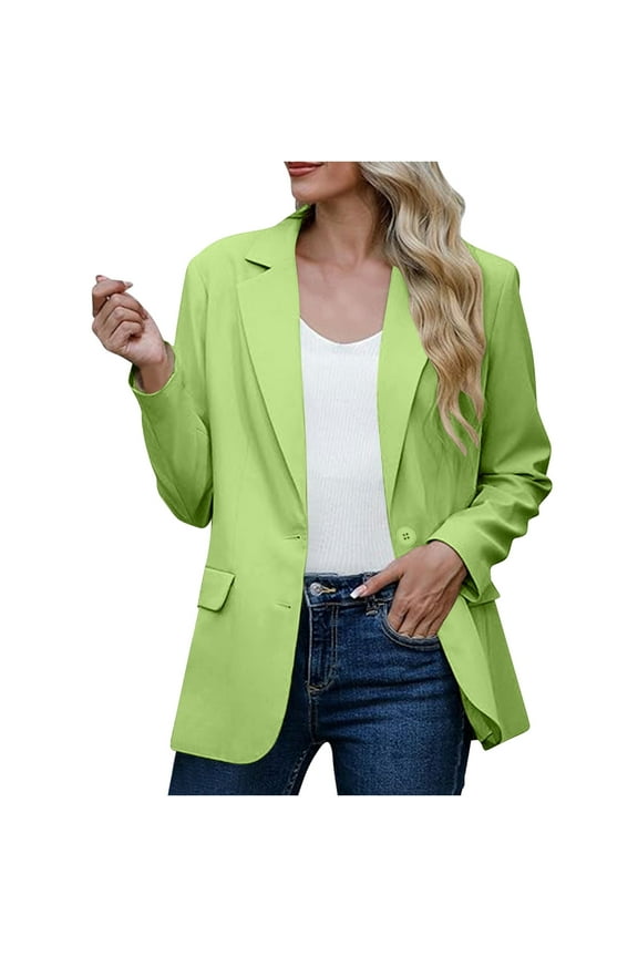 Blazers for Women Slim Fit Business Blazer Jackets Long Sleeve Open Front Suit Jackets Elegant Office Suits Mint Green L