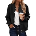 thumbnail image 1 of YYDGH Bomber Jacket Women Varsity Casual Button Down Lightweight Jackets Fall Fashion Short Coat School Outfits with Pockets, 1 of 8