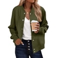 thumbnail image 1 of YYDGH Bomber Jacket Women Varsity Casual Button Down Lightweight Jackets Fall Fashion Short Coat School Outfits with Pockets, 1 of 8