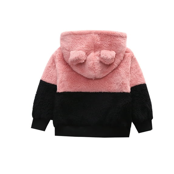 YYDGH Boys Fleece Warm Coat Child Toddler Kids Infant Baby Boys Girls Fleece Patchwork Long Sleeve Colorblock Hooded Outwear(Pink,3-4 Years)
