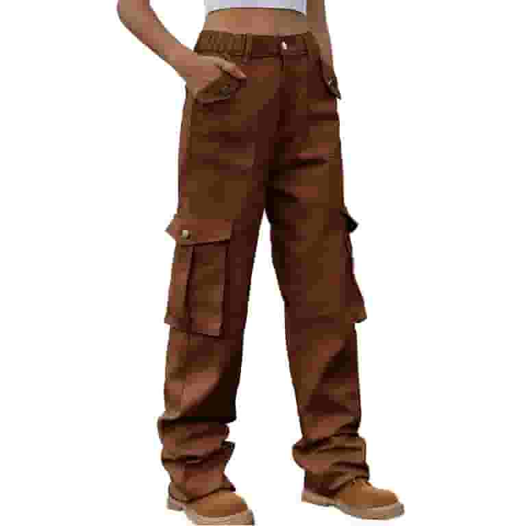 ★CERRIC★POCKET WIDE CARGO PANTS★1839★Brown★韓国★大人気 YYDGH Cargo Pants Women High Waist Stretch Cargo Pants Women