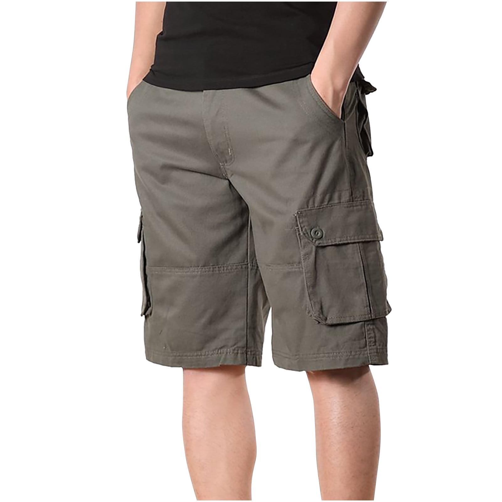 YYDGH Cargo Shorts for Men Casual Solid Cotton Tactical Work Shorts Stretch  Lightweight Summer Outdoor Shorts Gray M 