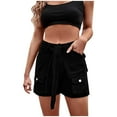 thumbnail image 1 of YYDGH Cargo Shorts for Women High Waisted Belt Jeans Summer Casual Denim Shorts with Pockets Black XXL, 1 of 5