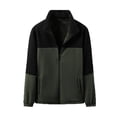 thumbnail image 1 of YYDGH Casual Outdoor Fleece Zip Jacket for Men Long Sleeve Warm Winter Coat for Men Thermal Colorblocked Tops with Zip Pocket Army Green 3XL, 1 of 3