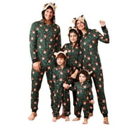 YYDGH Christmas Family Pajamas Matching Sets 2023 Cute Elk Antler Hooded Onesies Zipper Xmas Snowman Reindeer Jumpsuit Loungewear Gifts