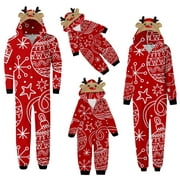 YYDGH Christmas Family Pajamas Matching Sets 2023 Cute Elk Antler Hooded Onesies Zipper Xmas Tree Santa Claus Jumpsuit Loungewear Gifts