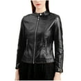 thumbnail image 1 of YYDGH Classical Fall Jackets for Women Plus Size Womens Leather Jacket Faux Motorcycle Biker Coat Lightweight Outwear Coat Black 3XL, 1 of 8