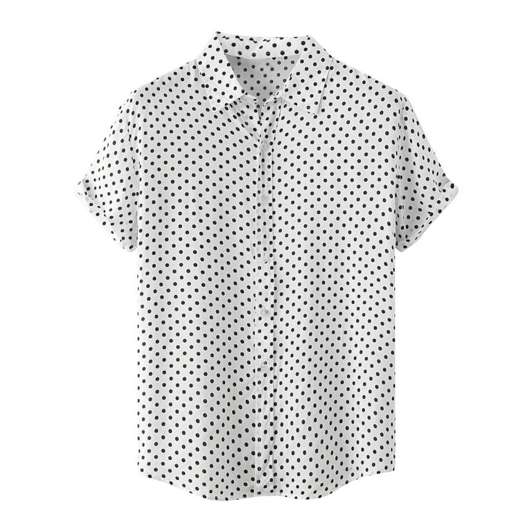Casual Polka Dot Buttons Turndown Collar Blouses Casual Polka Dot Buttons Turndown Collar Blouses