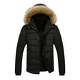 thumbnail image 1 of YYDGH Long Down Jacket Men Hooded Zipper Plus Size Fleece Coat Warm Winter Jacket Wool Parka Black L, 1 of 2