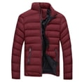 thumbnail image 1 of YYDGH Men Plus Size Puffer Jacket Bubble Down Jackets Winter Warm Thick Long Sleeved Zip Up Coat Outwear Windbreaker with Pockets Red 4XL, 1 of 3