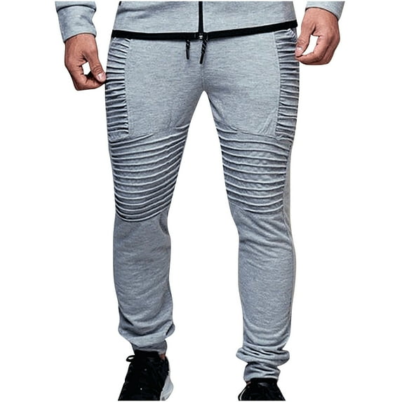 YYDGH Men's Striped Tight Sweatpants Drawstring Hip Hop Joggers Elastic Waist Fitness Jogger Pants for Workout Sports Activewear(Gray,3XL)