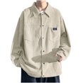 thumbnail image 1 of YYDGH Corduroy Shirt Jacket Men's Long Sleeve Button Down Shirts Casual Lightweight Solid Color Work Shackets Jacket Tops with Pocket Khaki XXL, 1 of 4