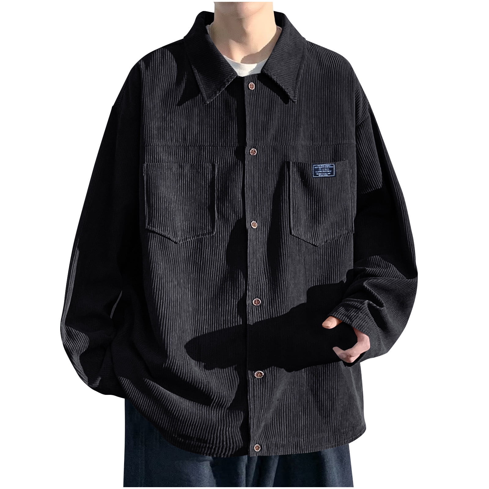 YYDGH Corduroy Shirt Jacket Men's Long Sleeve Button Down Shirts Casual ...