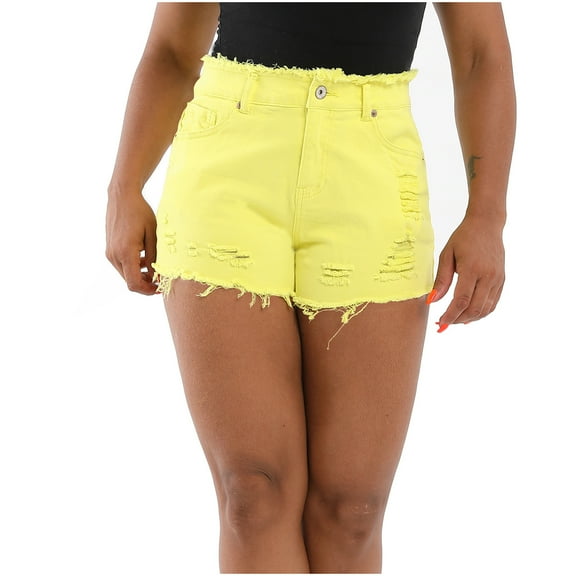 YYDGH Denim Shorts for Women Casual Summer High Waisted Ripped Jean Shorts Distressed Stretch Vintage Juniors Hot Jean Shorts Yellow XXL