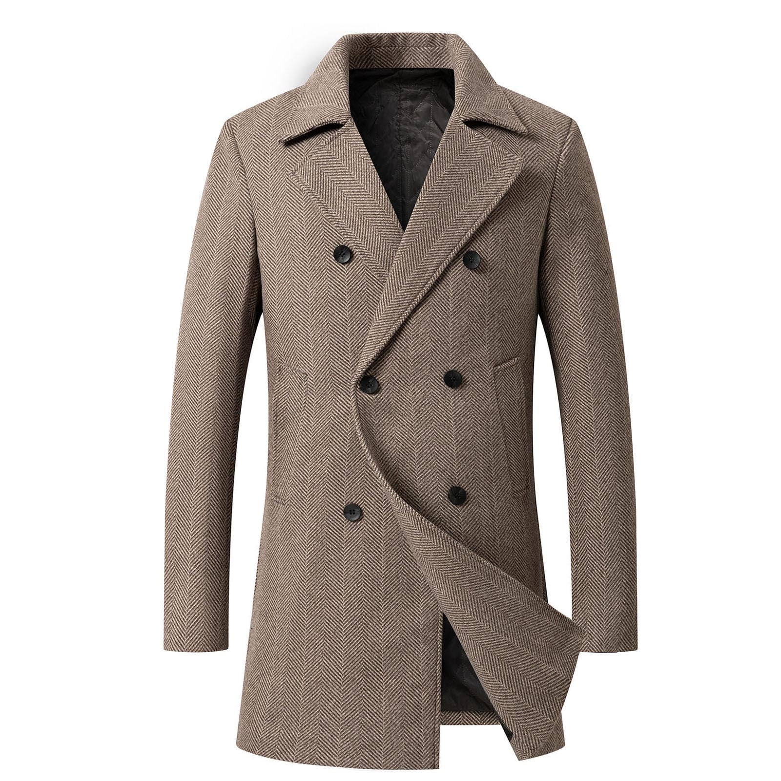 Winter Mens Wool Warm Long Military Jacket Double Breasted Overcoat Trench  Coat