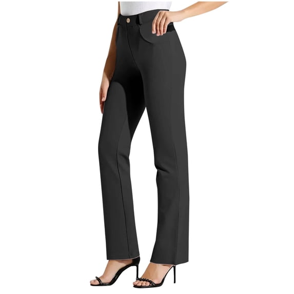 YYDGH Dress Pants for Women Casual Petite Business Work Trousers Button Stretchy Lightweight Pull On Office Slacks with Pockets
